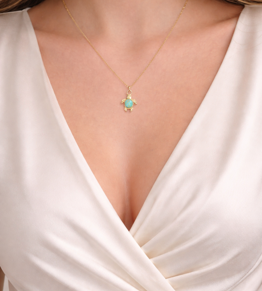 Opal Turtle Necklace