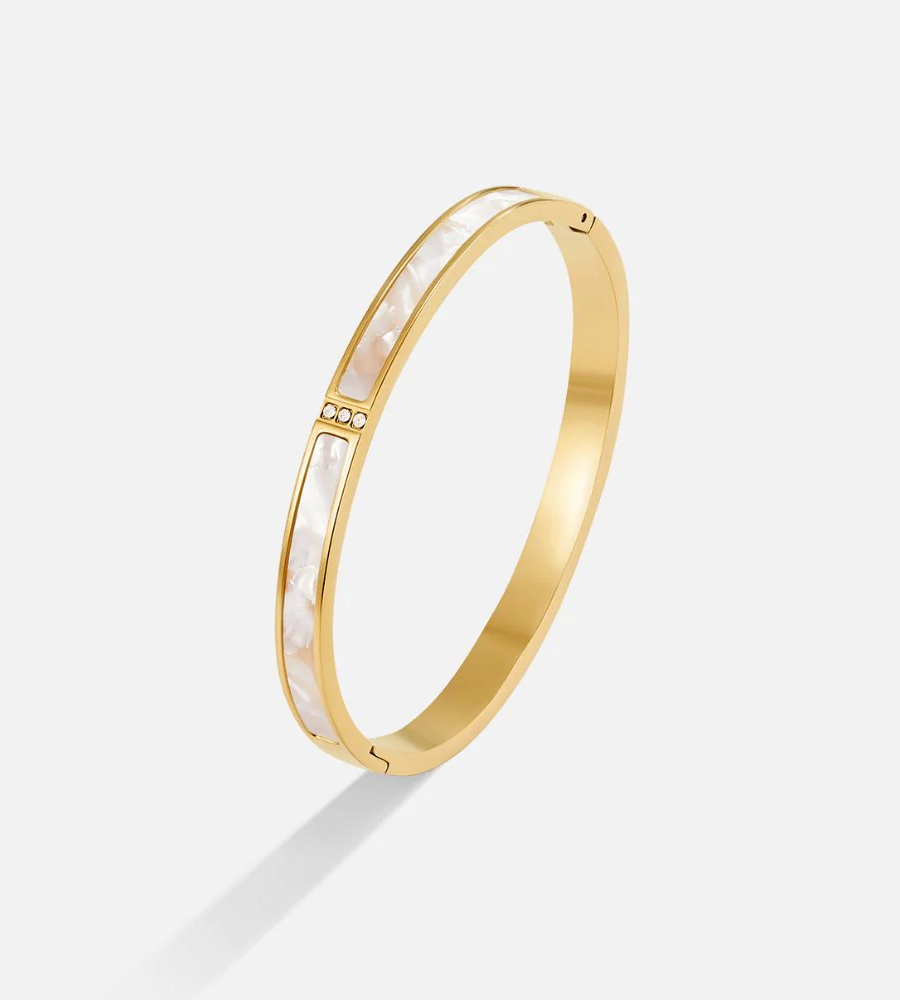 White Sahara Gold Bangle