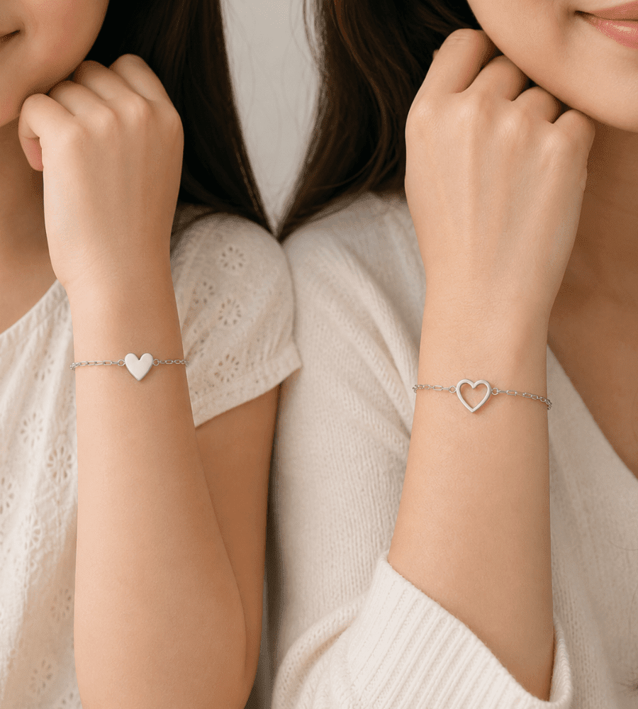 Amore Matching Hearts Bracelet - Mireva Jewelry