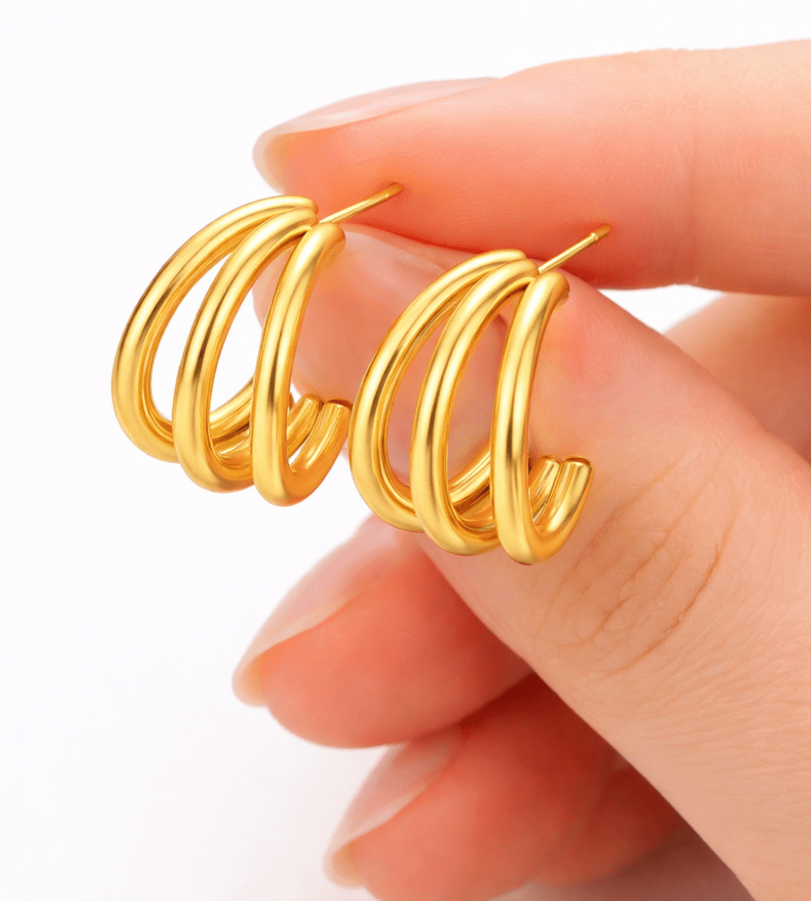 Anaya Triple Hoops - Mireva Jewelry