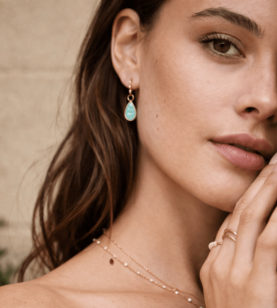Astoria Stone Hoops - Mireva Jewelry