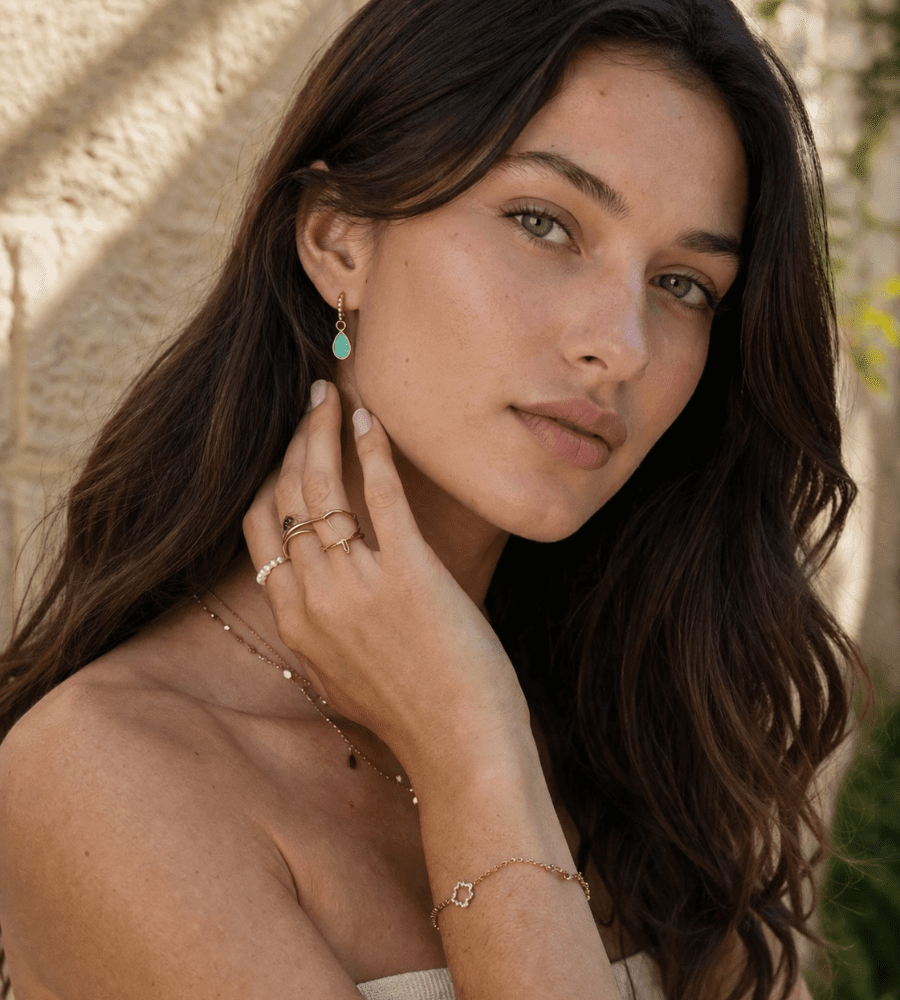 Astoria Stone Hoops - Mireva Jewelry