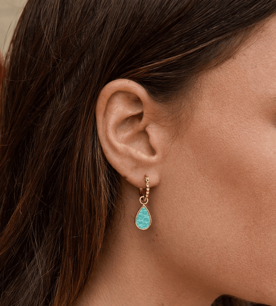 Astoria Stone Hoops - Mireva Jewelry