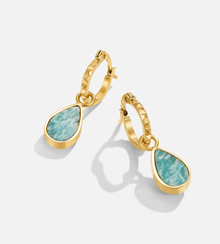 Astoria Stone Hoops - Mireva Jewelry