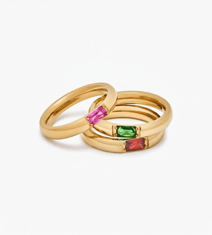 Baguette Birthstone Ring - Mireva Jewelry