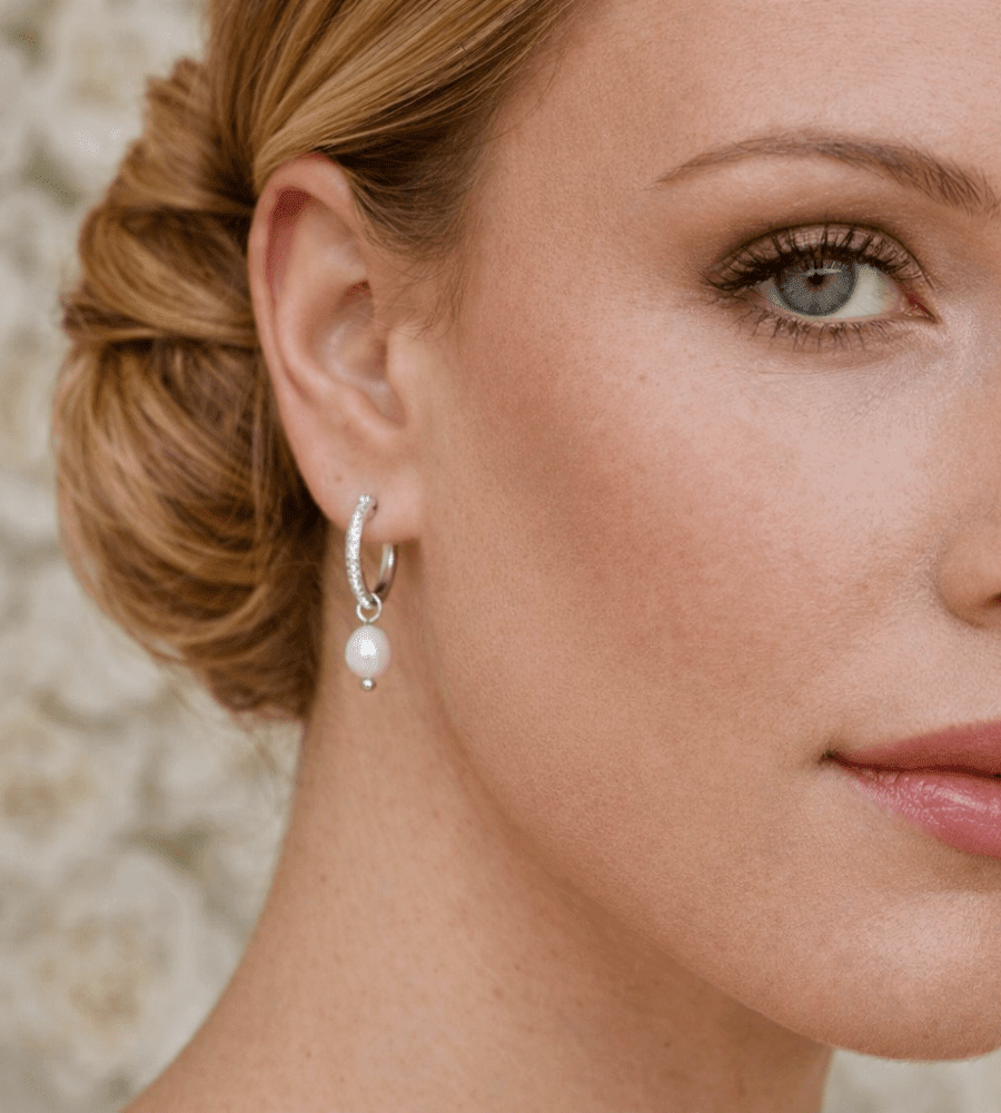 Bella Pearl Hoops - Mireva Jewelry
