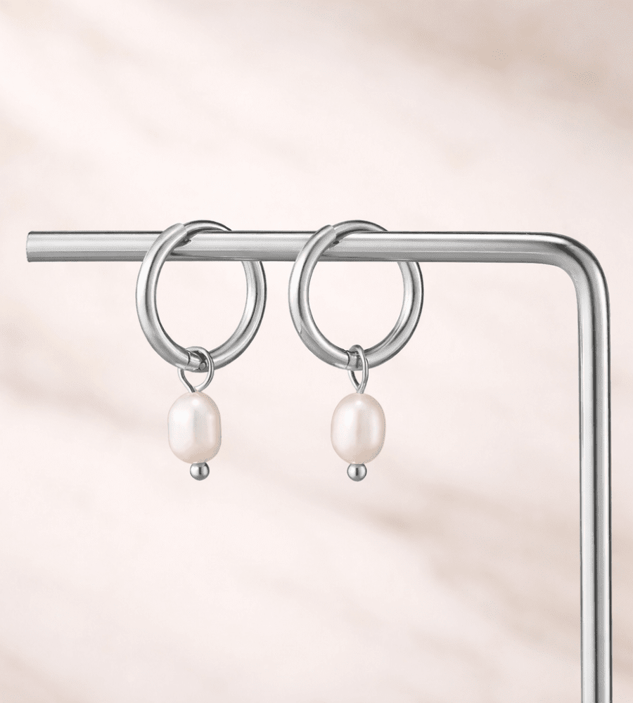 Bella Pearl Hoops - Mireva Jewelry