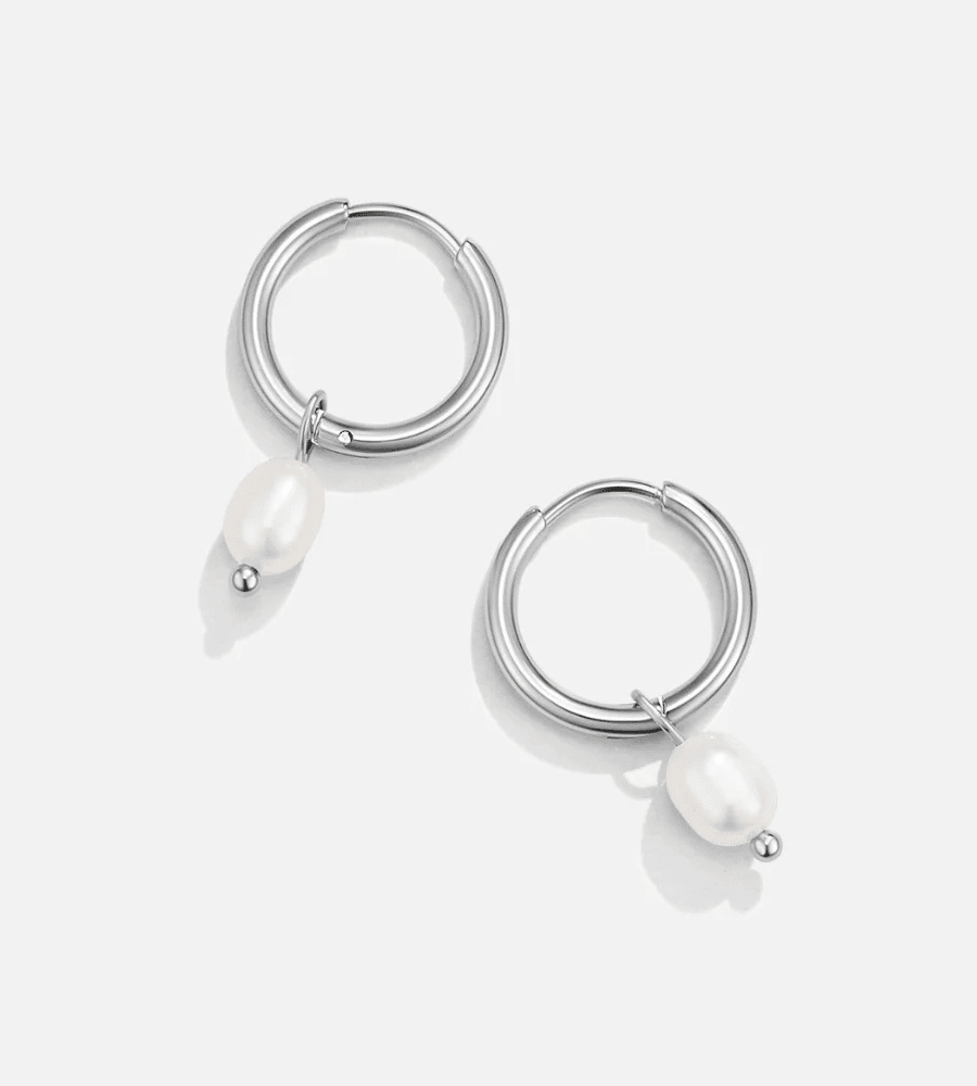 Bella Pearl Hoops - Mireva Jewelry