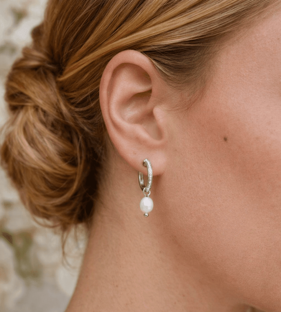 Bella Pearl Hoops - Mireva Jewelry