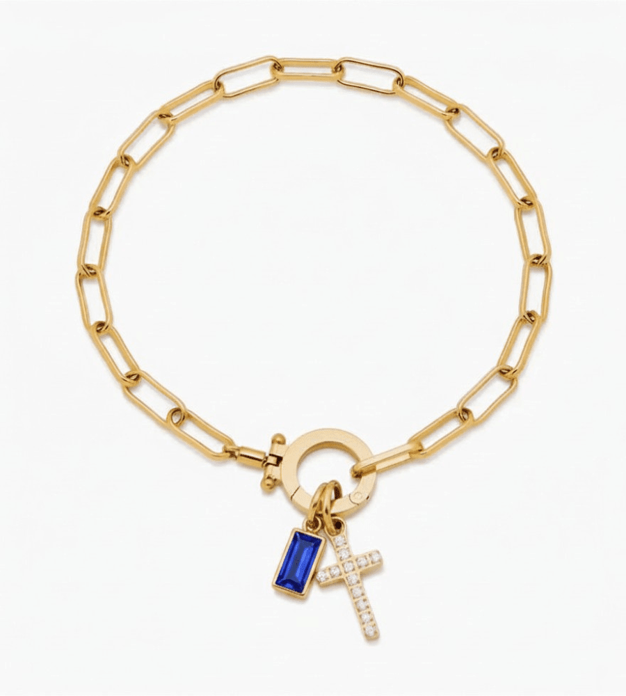 Birthstone Cross Bracelet - Mireva Jewelry