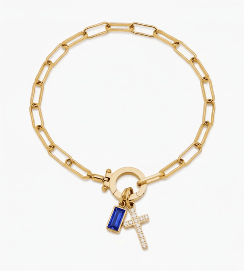 Birthstone Cross Bracelet - Mireva Jewelry
