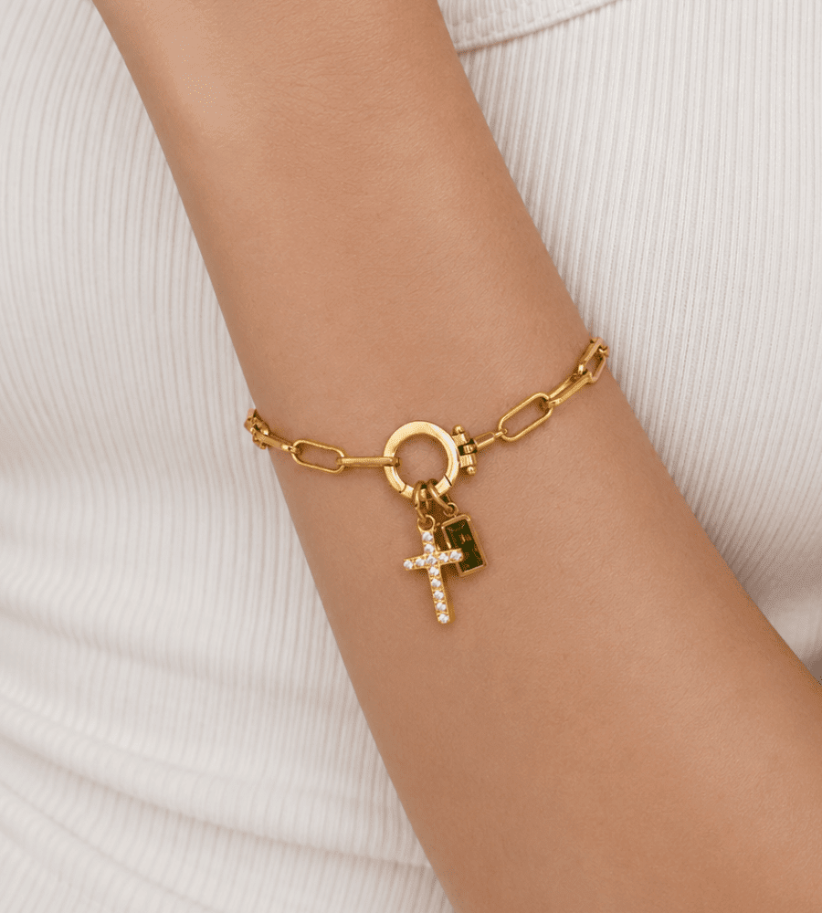 Birthstone Cross Bracelet - Mireva Jewelry