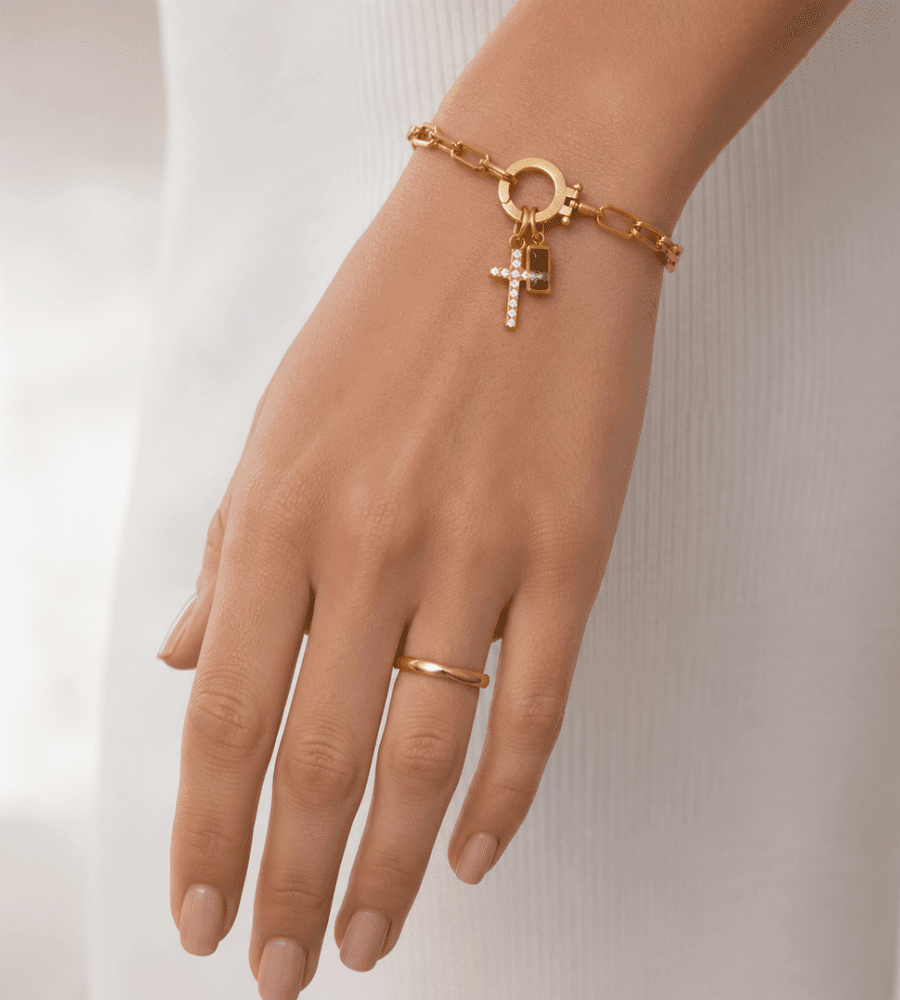 Birthstone Cross Bracelet - Mireva Jewelry
