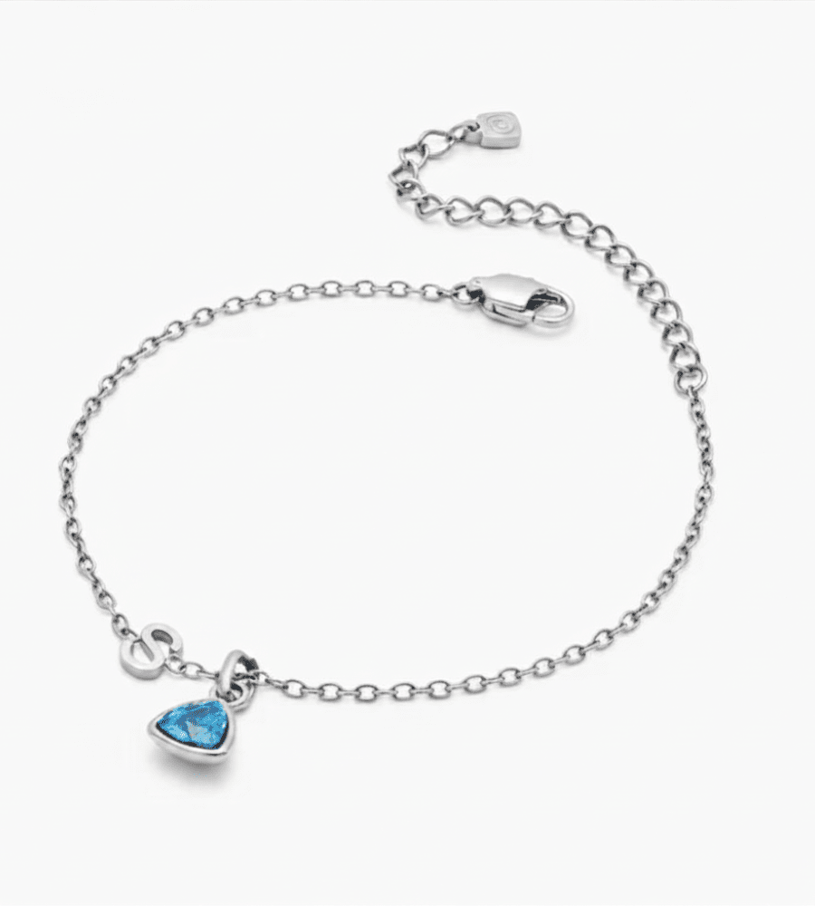 Birthstone Initial Charm Bracelet - Mireva Jewelry