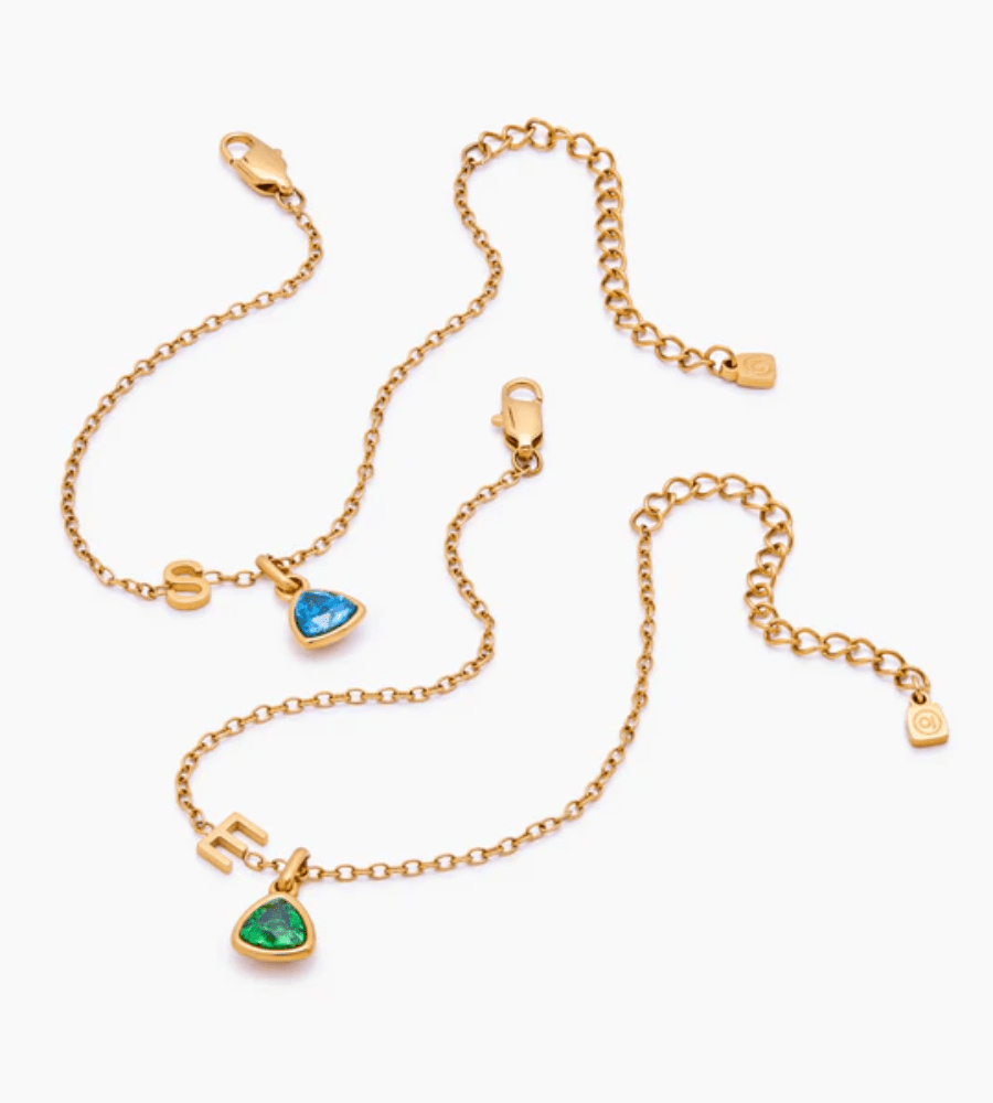 Birthstone Initial Charm Bracelet - Mireva Jewelry