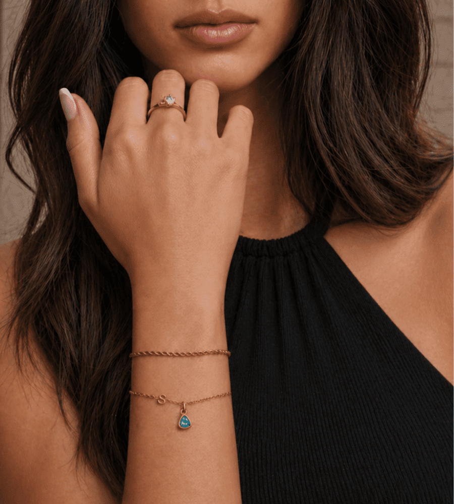 Birthstone Initial Charm Bracelet - Mireva Jewelry