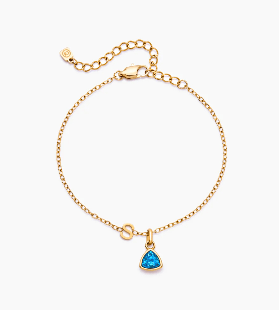 Birthstone Initial Charm Bracelet - Mireva Jewelry