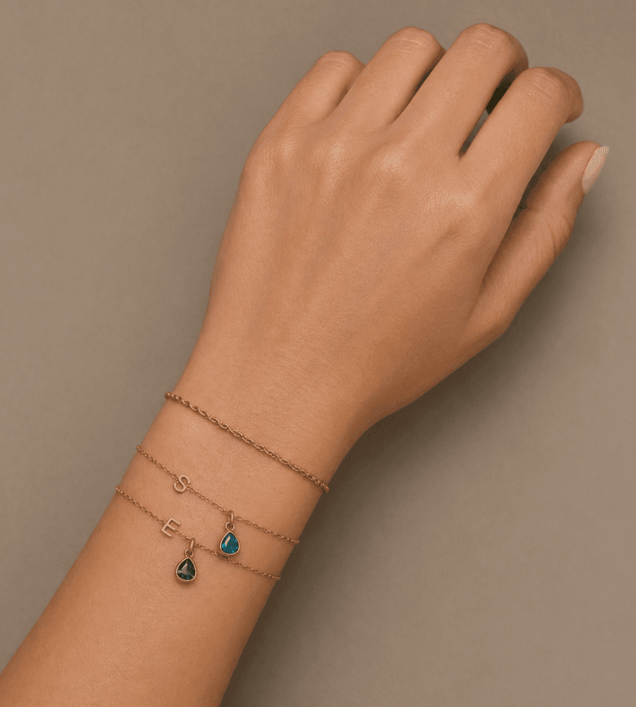 Birthstone Initial Charm Bracelet - Mireva Jewelry