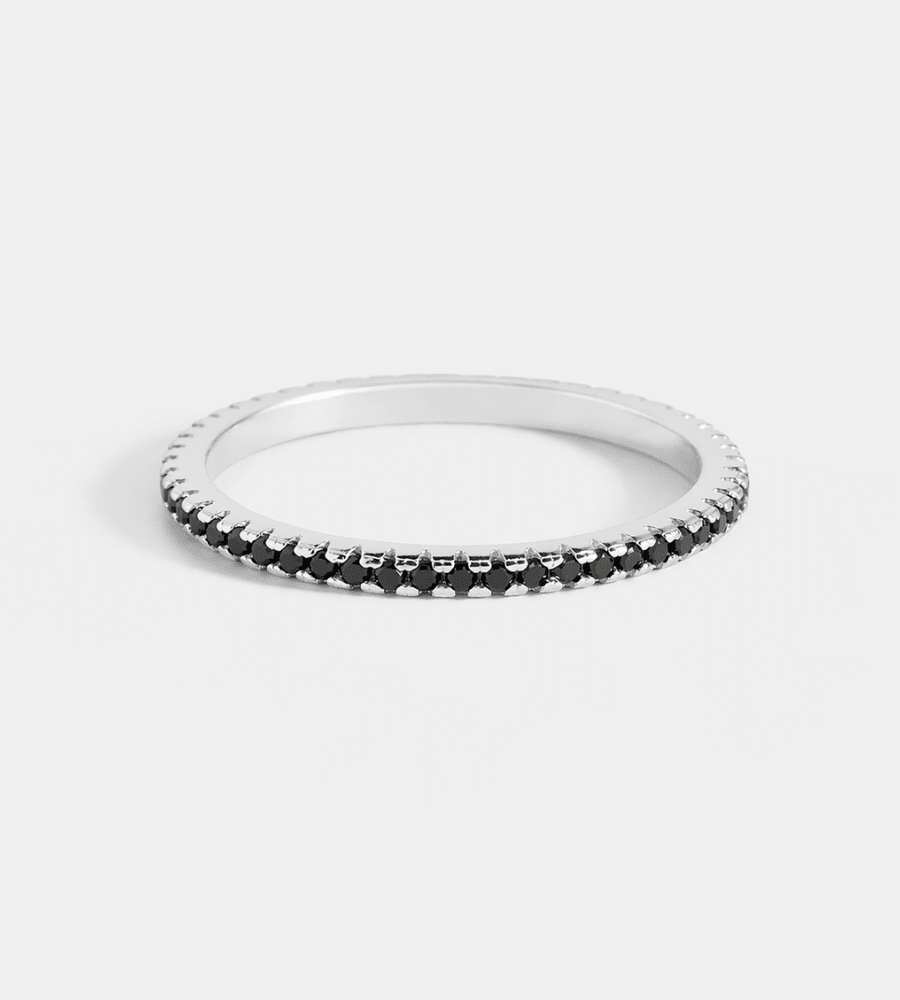 Black Diamond Stacking Eternity Ring - Mireva Jewelry