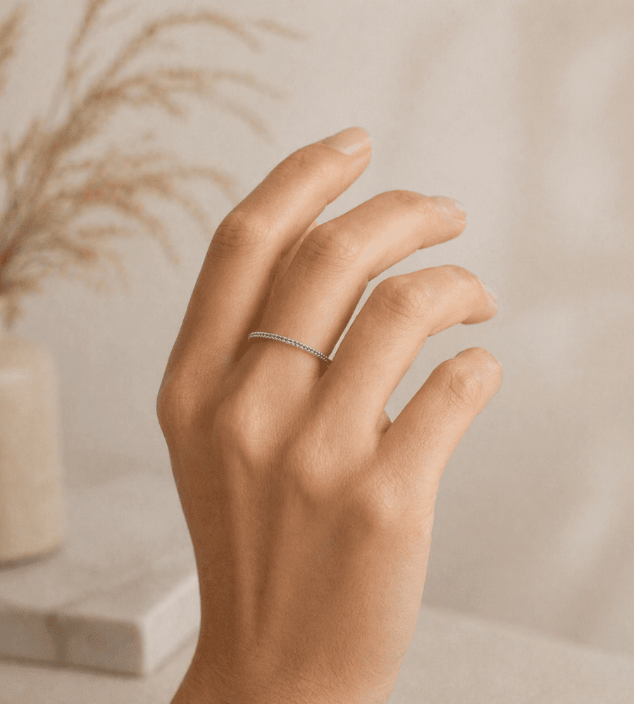 Black Diamond Stacking Eternity Ring - Mireva Jewelry
