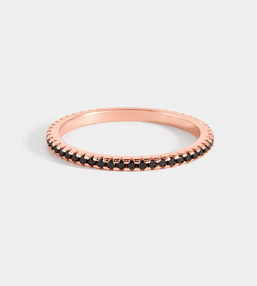 Black Diamond Stacking Eternity Ring - Mireva Jewelry