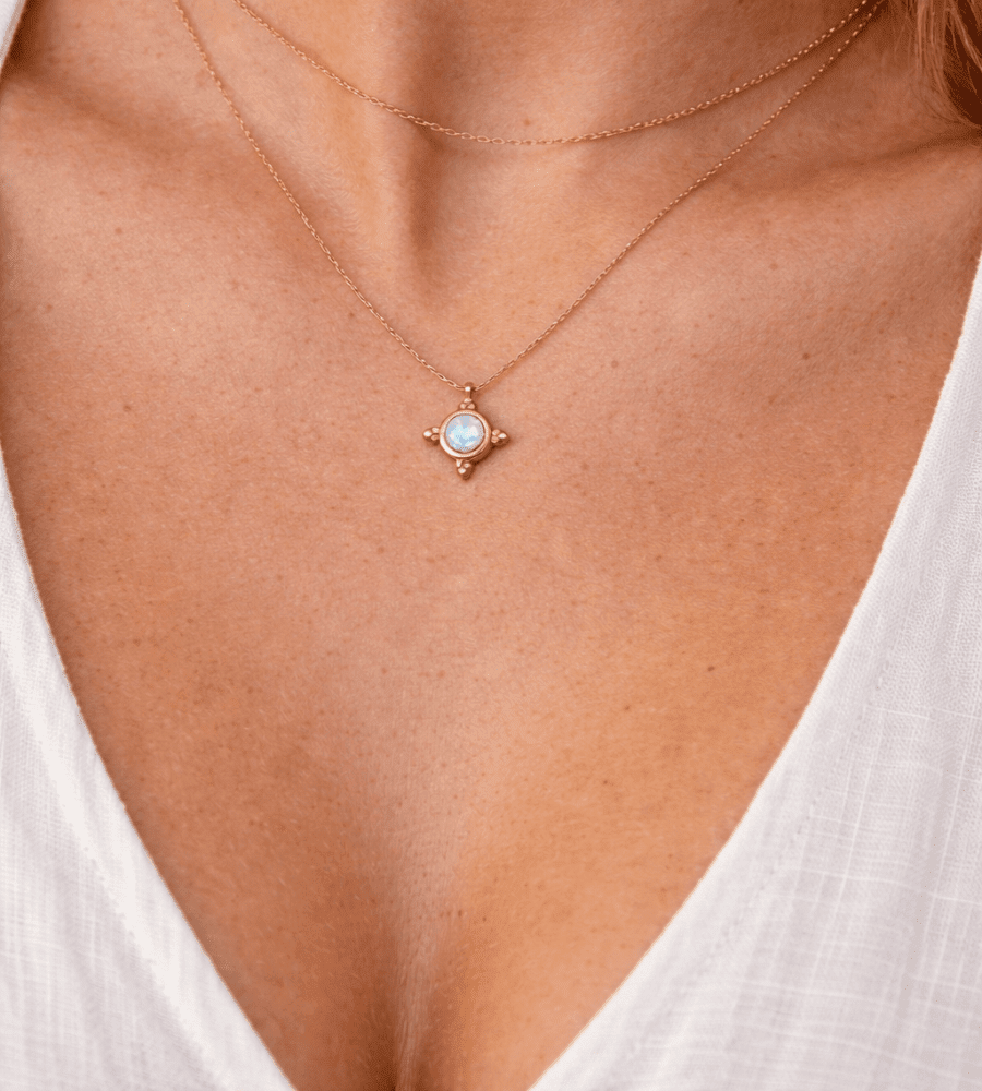 Blue Opal Pendant Necklace - Mireva Jewelry