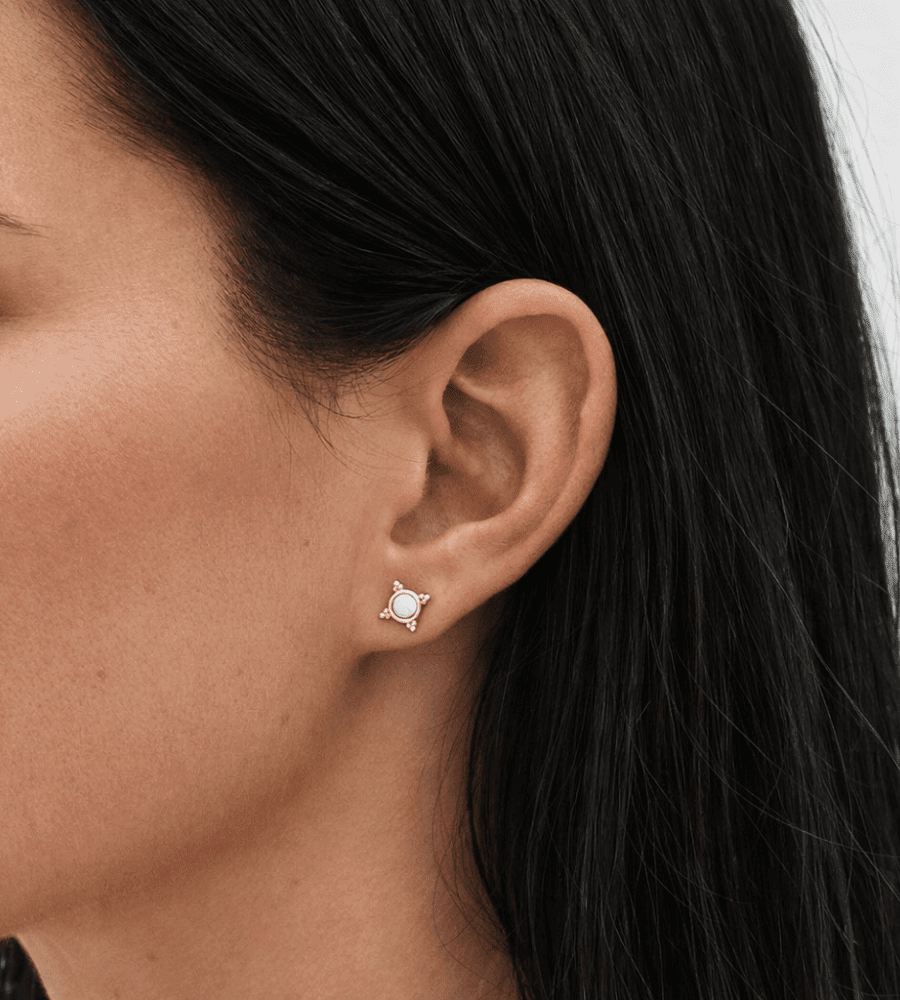Blue Opal Studs Earrings - Mireva Jewelry