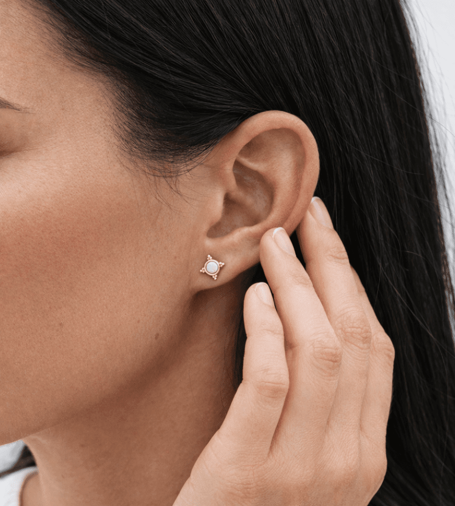Blue Opal Studs Earrings - Mireva Jewelry