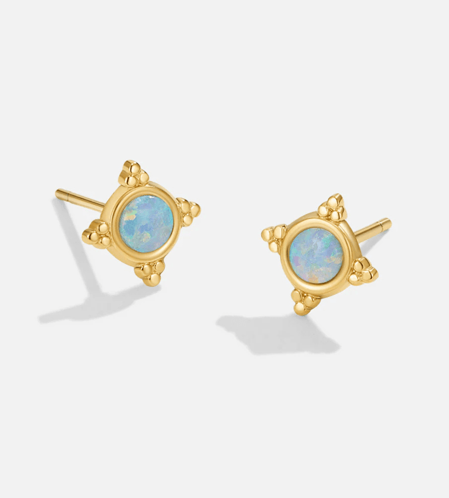 Blue Opal Studs Earrings - Mireva Jewelry