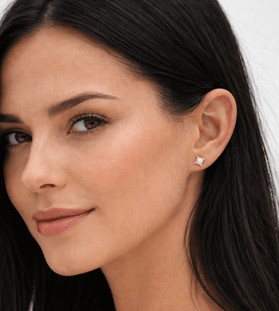 Blue Opal Studs Earrings - Mireva Jewelry