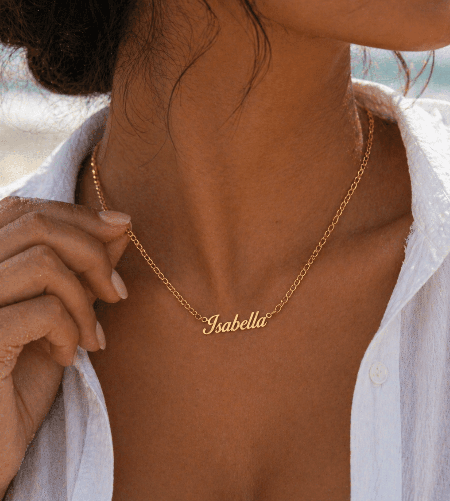Bold Curb Name Necklace - Mireva Jewelry