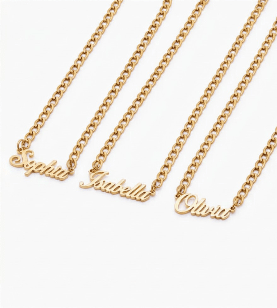 Bold Curb Name Necklace - Mireva Jewelry