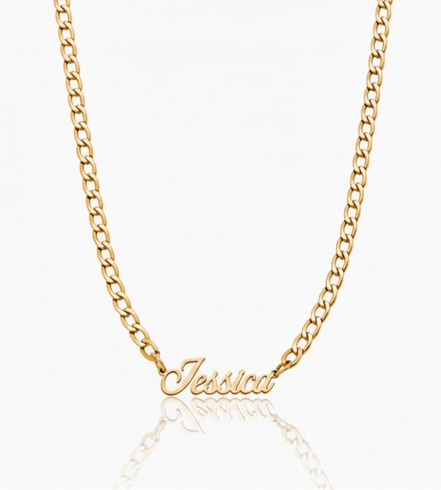 Bold Curb Name Necklace - Mireva Jewelry