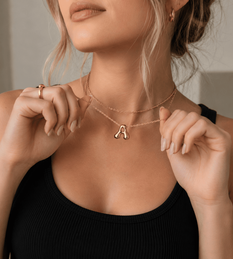 Bubble Initial Necklace - Mireva Jewelry