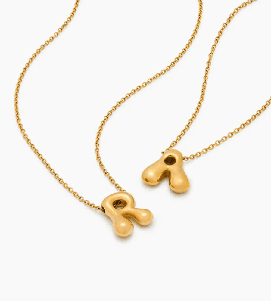 Bubble Initial Necklace - Mireva Jewelry