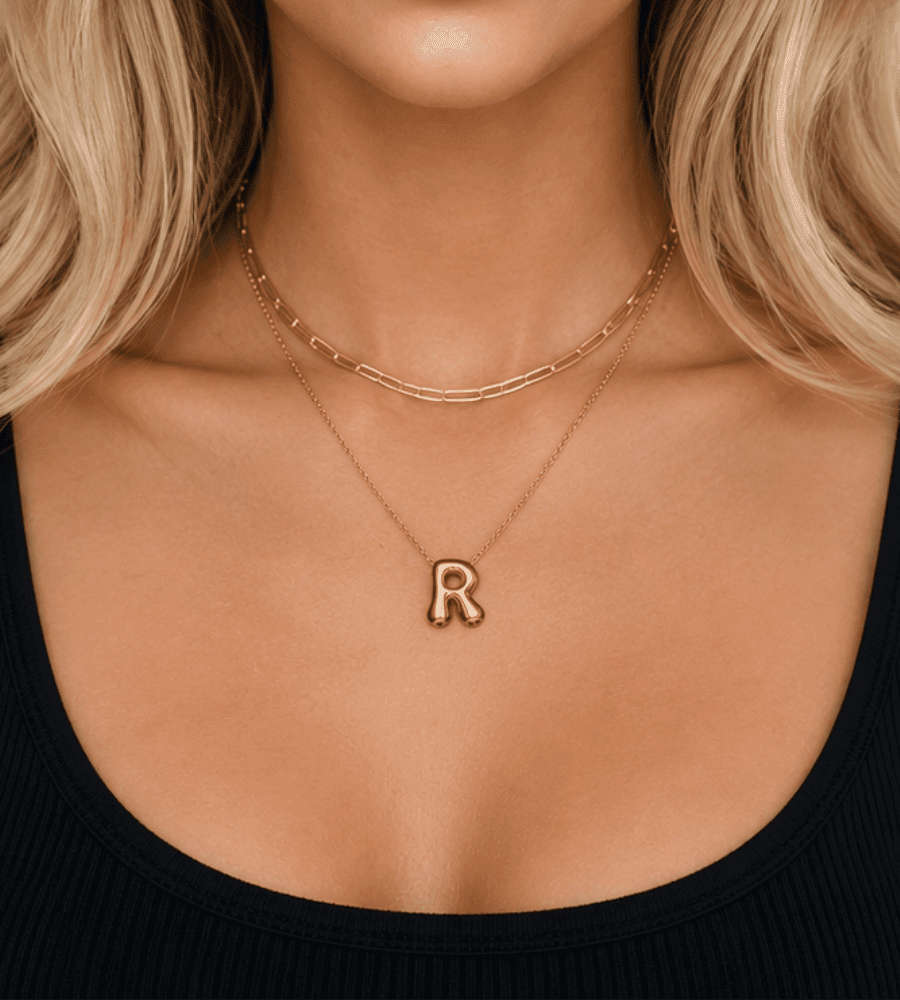 Bubble Initial Necklace - Mireva Jewelry