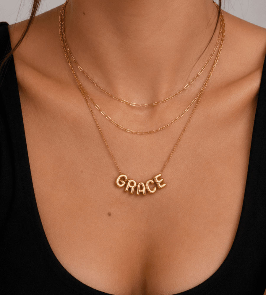 Bubble Name Necklace - Mireva Jewelry