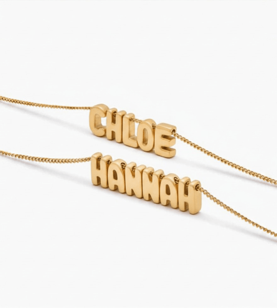 Bubble Name Necklace - Mireva Jewelry