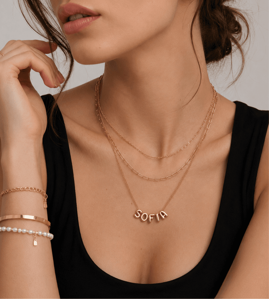 Bubble Name Necklace - Mireva Jewelry
