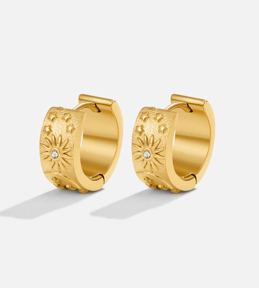 Celestial Gold Hoops - Mireva Jewelry