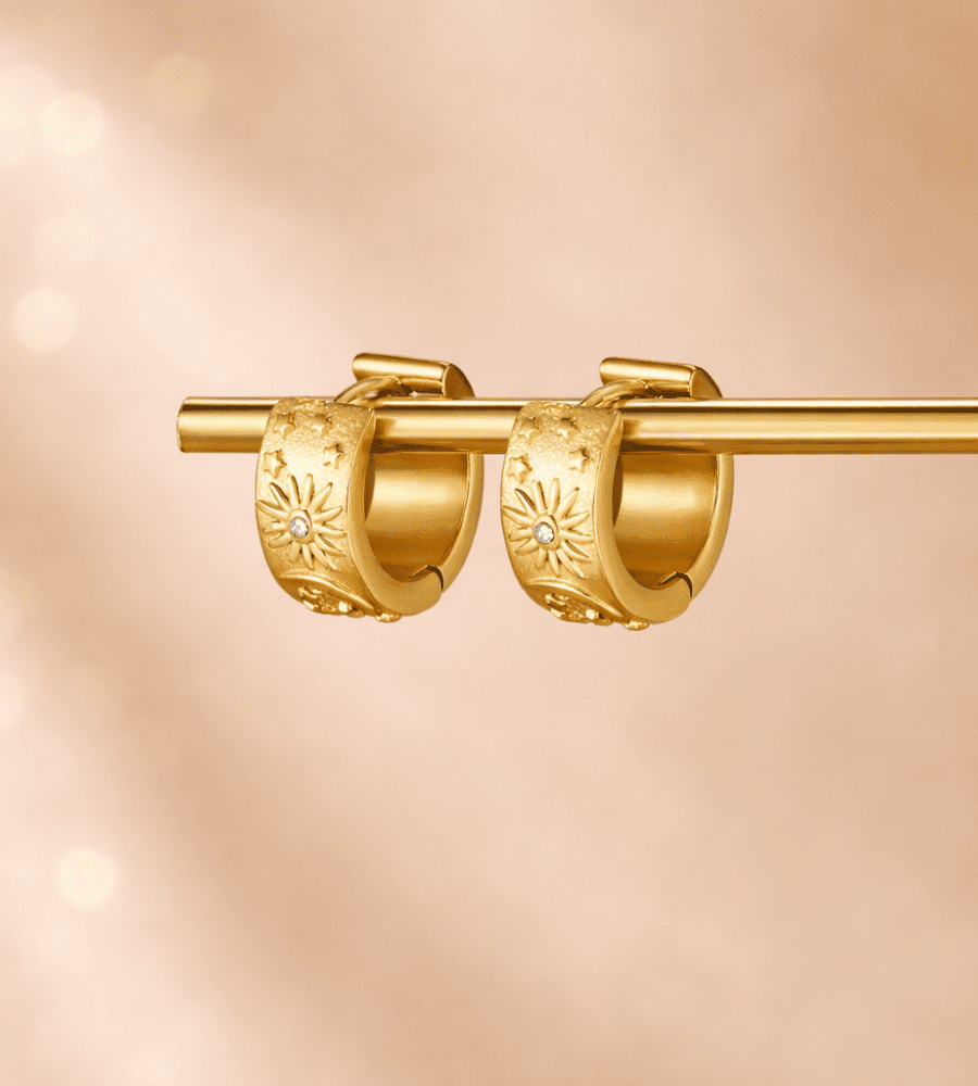 Celestial Gold Hoops - Mireva Jewelry