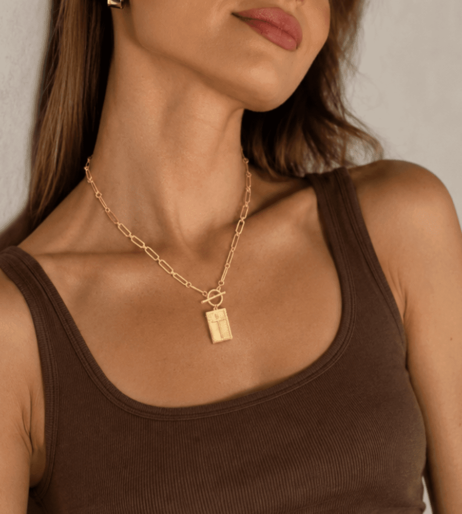 Chunky Cross Paperclip Necklace - Mireva Jewelry