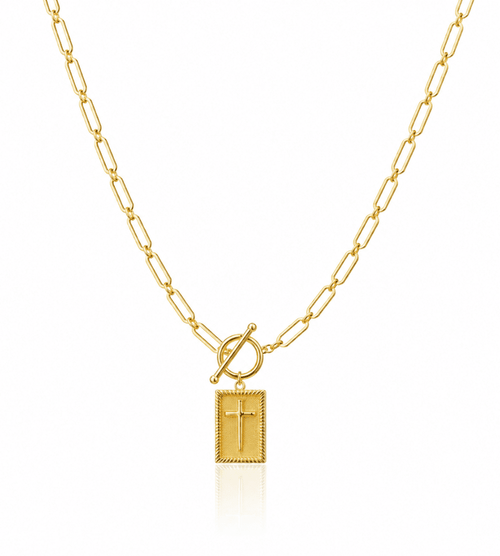 Chunky Cross Paperclip Necklace - Mireva Jewelry