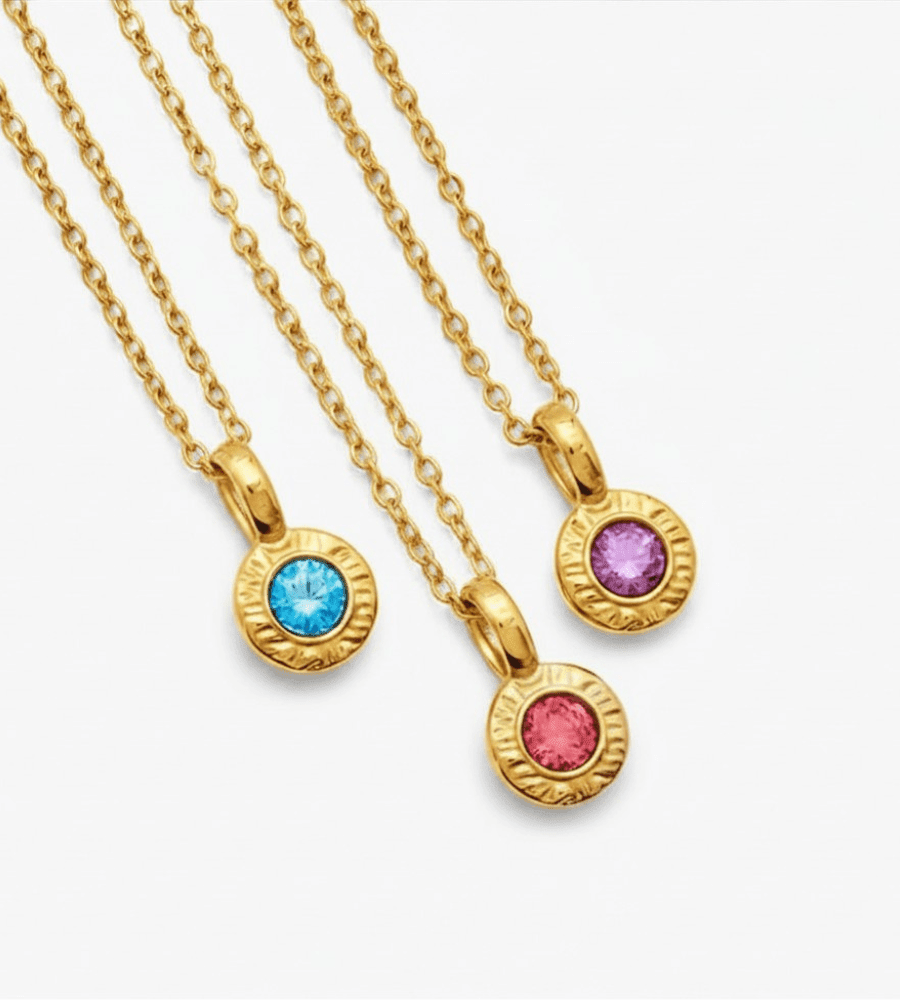 Crushed Birthstone Pendant Necklace - Mireva Jewelry