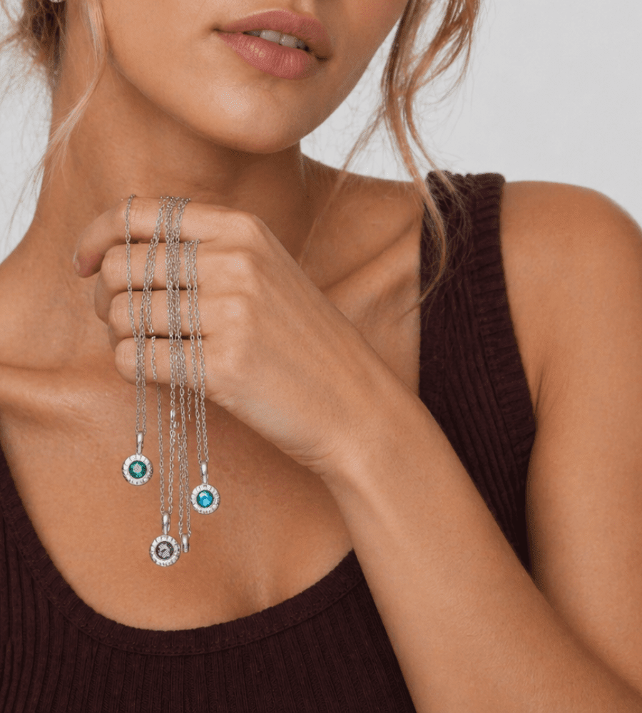 Crushed Birthstone Pendant Necklace - Mireva Jewelry