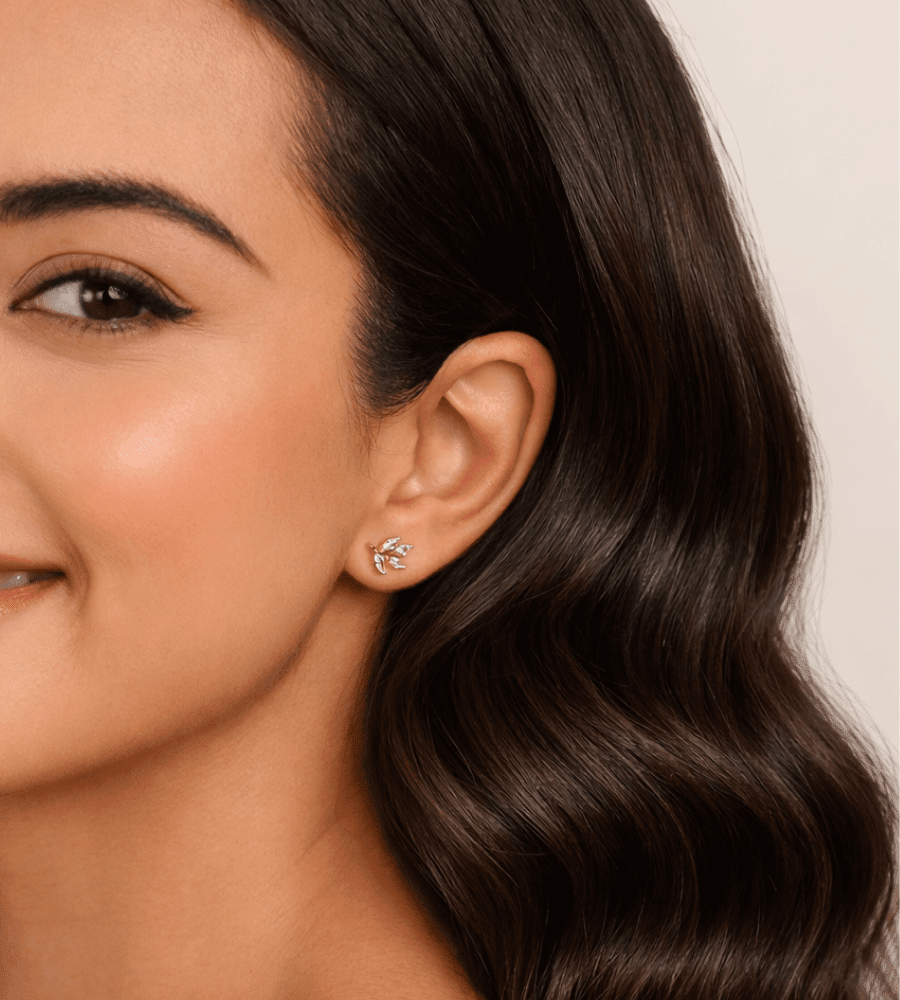 Crystal Leaf Studs - Mireva Jewelry