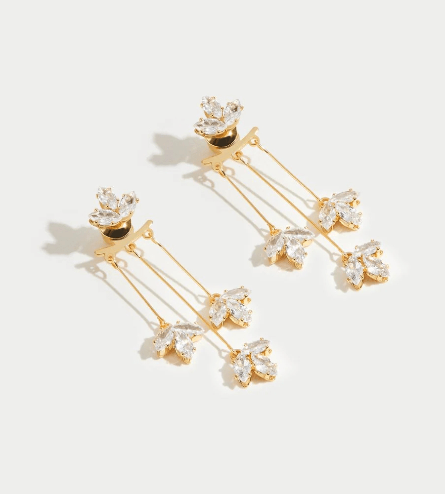 Crystal Lotus Earrings - Mireva Jewelry