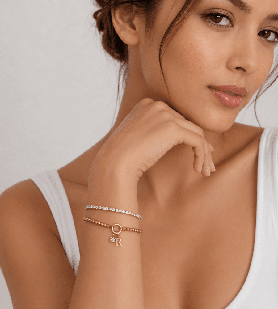 Dainty Beaded Initial Birthstone Bracelet - Mireva Jewelry