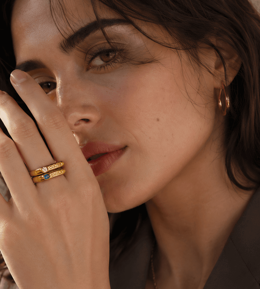Dainty Birthstone Custom Name Ring - Mireva Jewelry