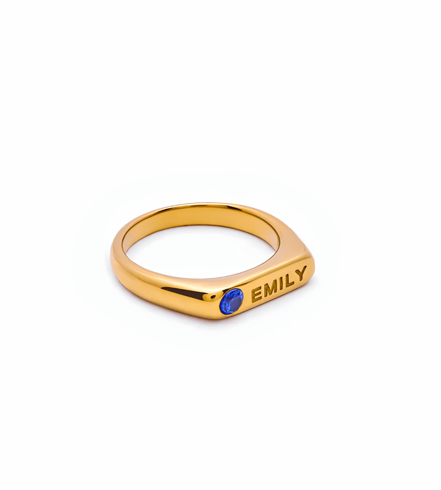 Dainty Birthstone Custom Name Ring - Mireva Jewelry